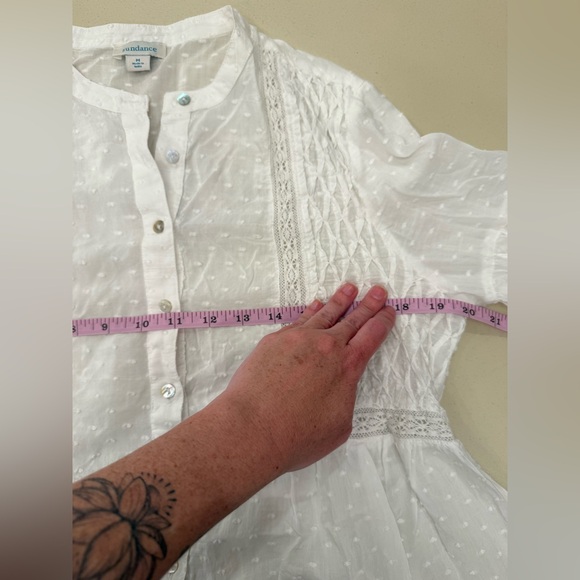 Sundance White Mandarin Collar Embellished Blouse - Picture 7 of 7